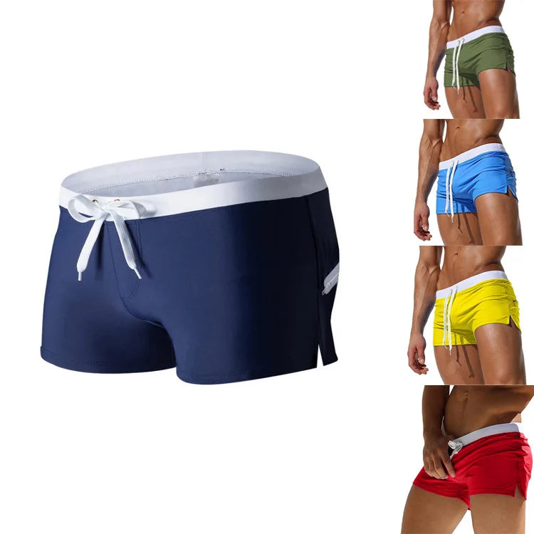 Men's Swimsuit 10 Color Back Pocket Design Quick-drying Beach Men's