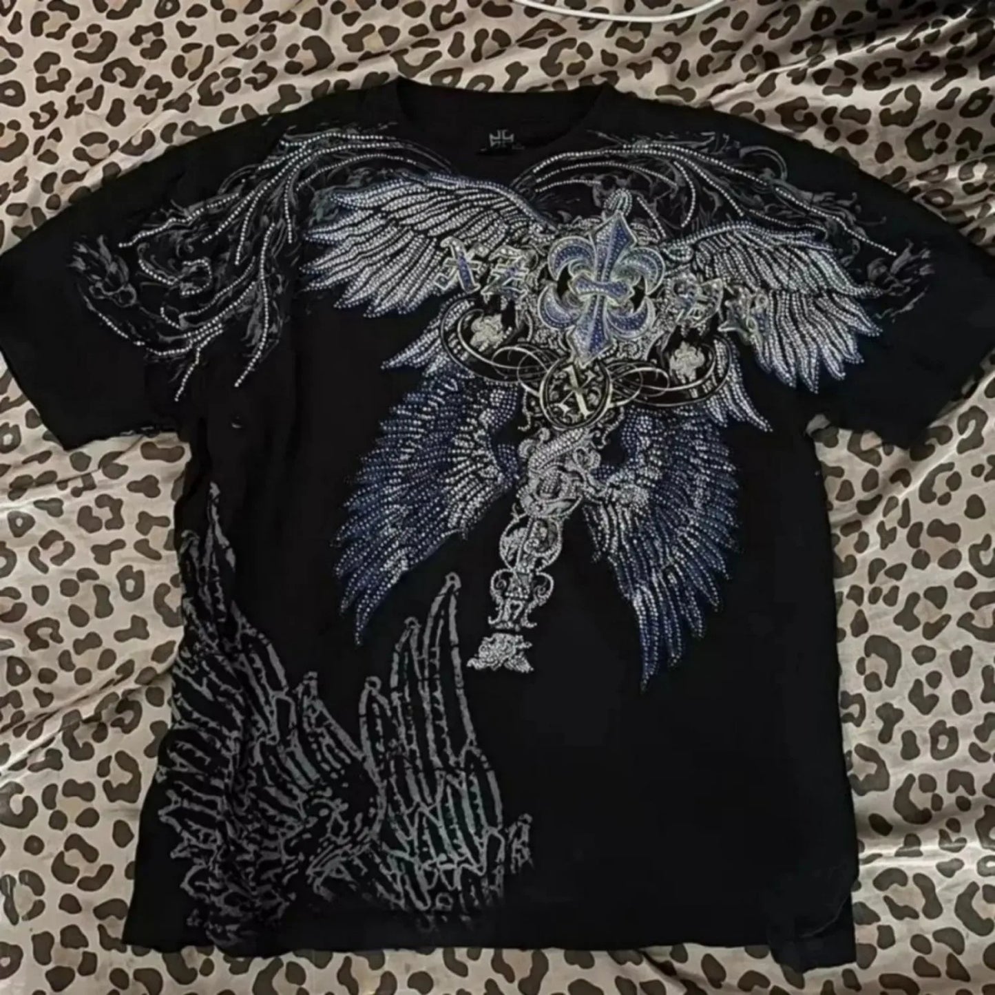 Hot selling new men's summer skull angel wing print comfortable and