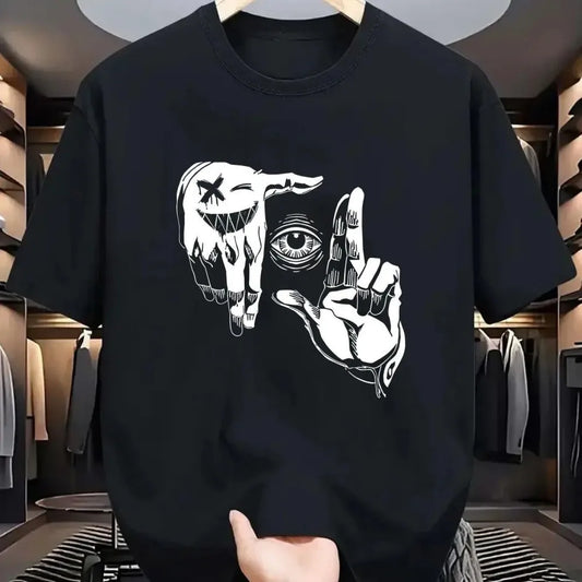 2025 Summer Men's Polyester Casual Breathable Round Neck T-shirt with