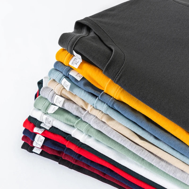 Men's Solid Color Round Neck Cotton Long Sleeved T-shirt Summer