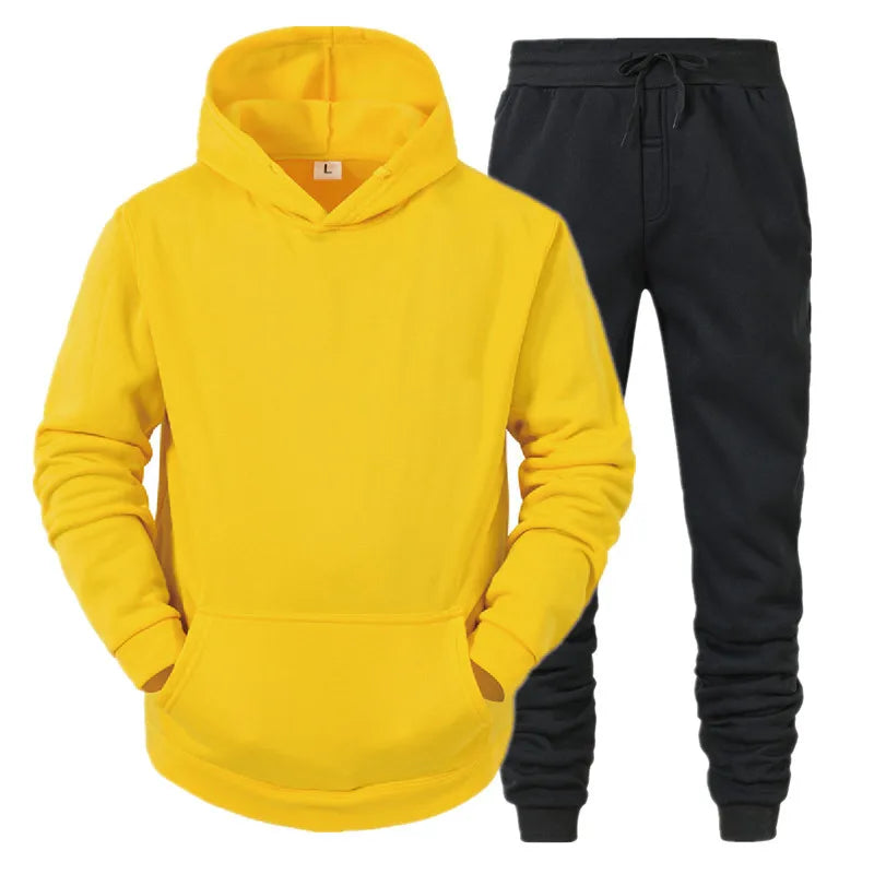 Men Sportswear Sweater Suit Hoodies + Pants Sports Clothing Spring