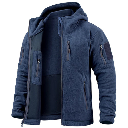 Men's Tactical Fleece Jacket Winter Warm Full Zip Military Hoodies