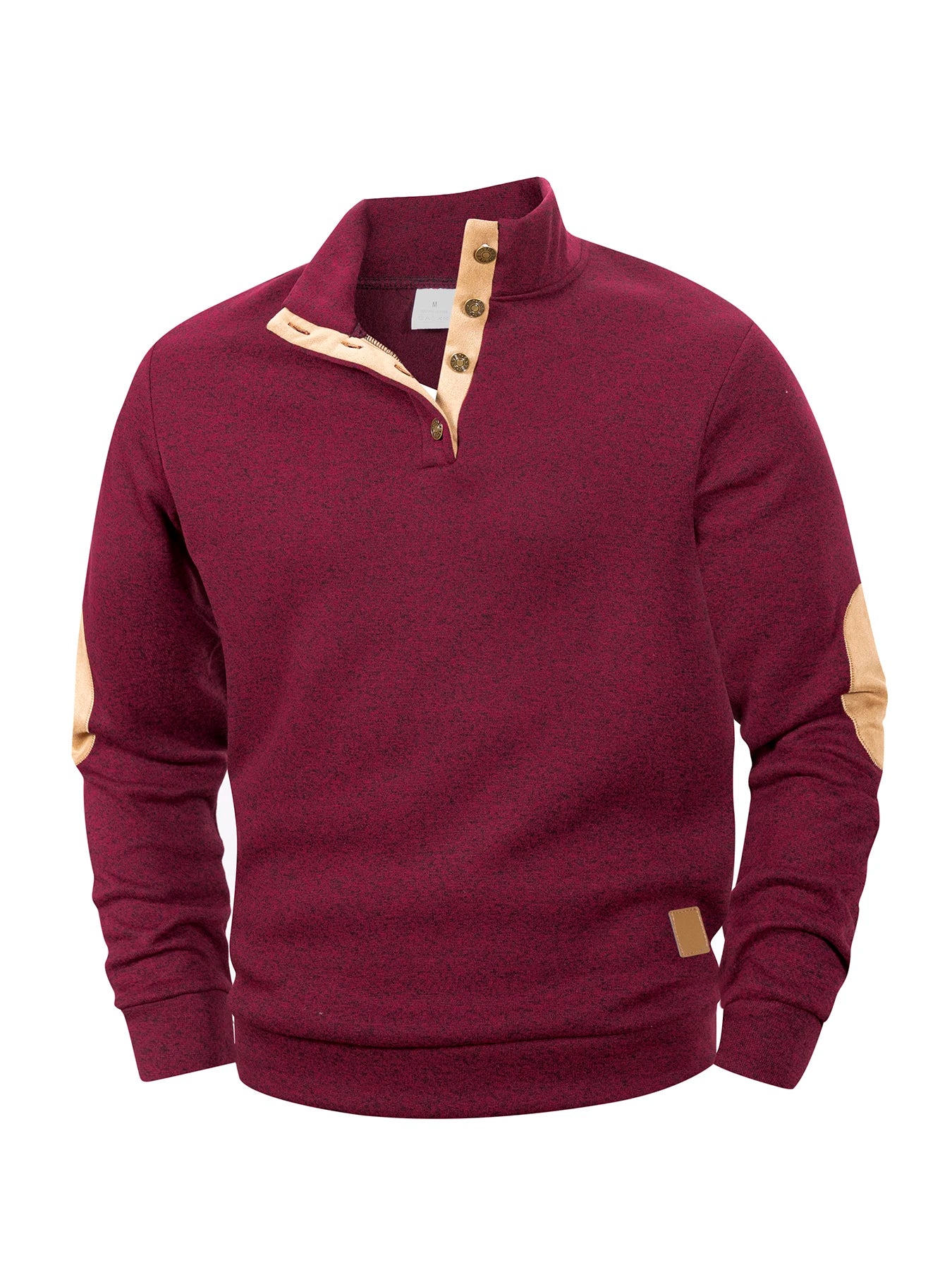 Spring Autumn Men's Casual Pullover Button Down Stand Collar Henley