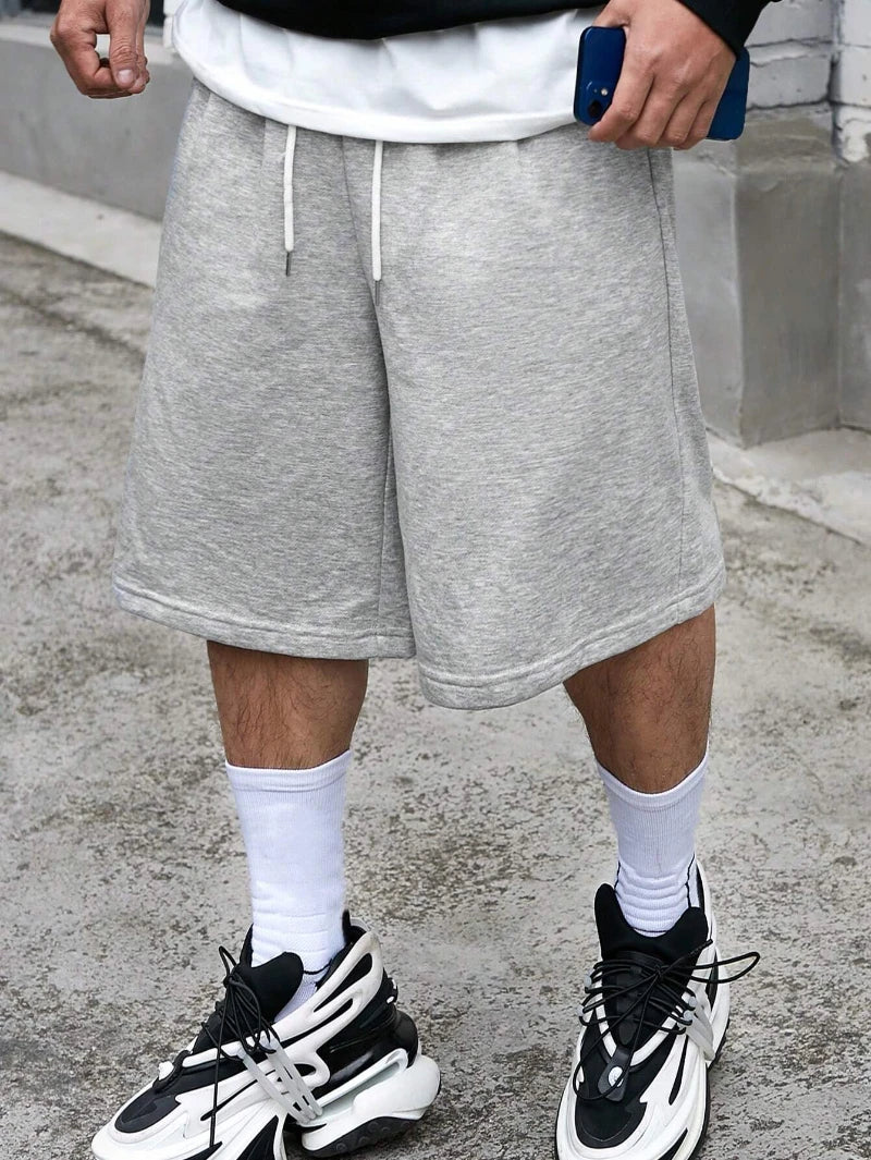 Men's Drawstring Waistband Loose Fit Shorts Sweat Long Holographic