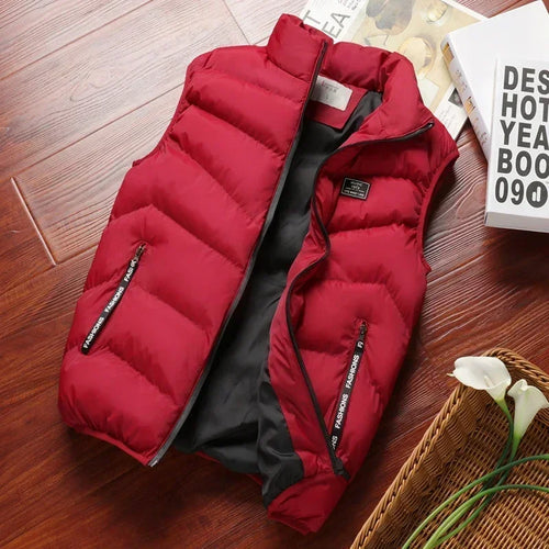2024 New Puffer Sleeveless Coats Mens Solid Color Down Jacket Winter