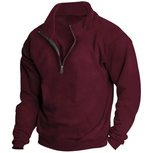 Autumn and winter new men's fleece sweatshirt stand-up collar half