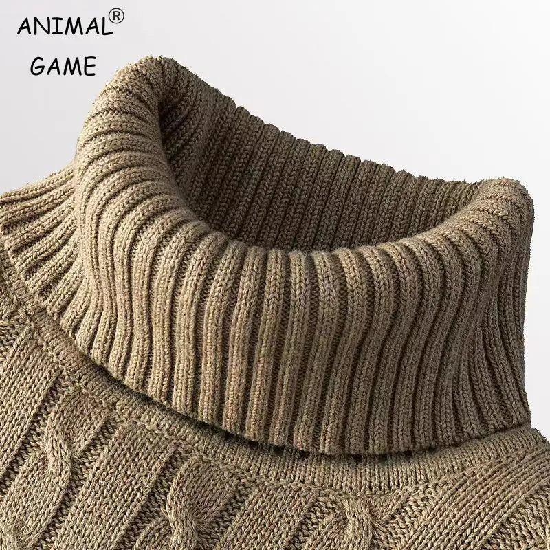 New Turtleneck Sweater Casual Men's Rollneck Knitted Sweater Keep Warm