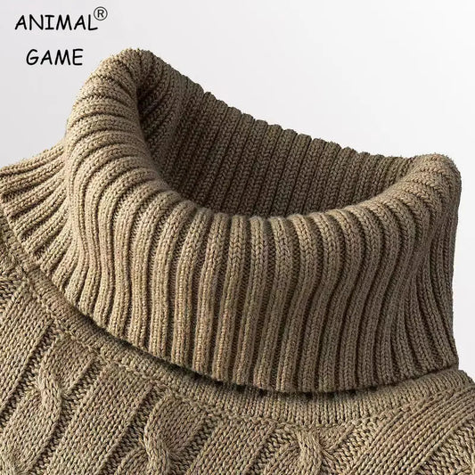 New Turtleneck Sweater Casual Men's Rollneck Knitted Sweater Keep Warm