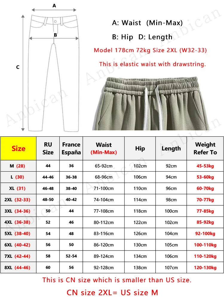 Men's Jogger Cotton/Polyester Sweatpants Big Size 8XL 7XL 6XL Sports
