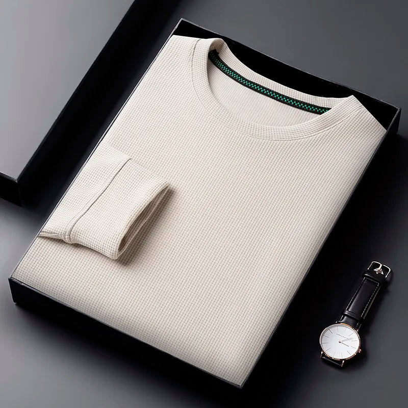 Men's Casual Waffle Round Neck T-shirt Breathable, Comfortable, and