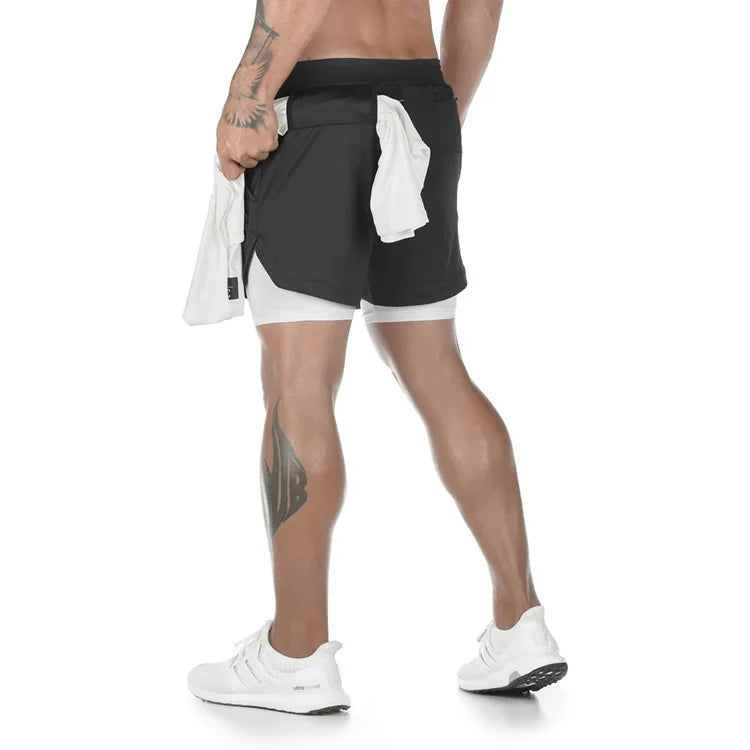 Men's Performance Shorts Soild Color 2 in 1 Gym Shorts Compression