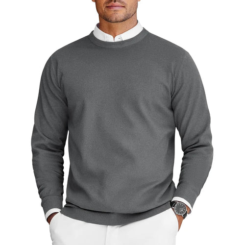 New Mens Crew Neck Sweaters Long Sleeve Lightweight Knit Dress