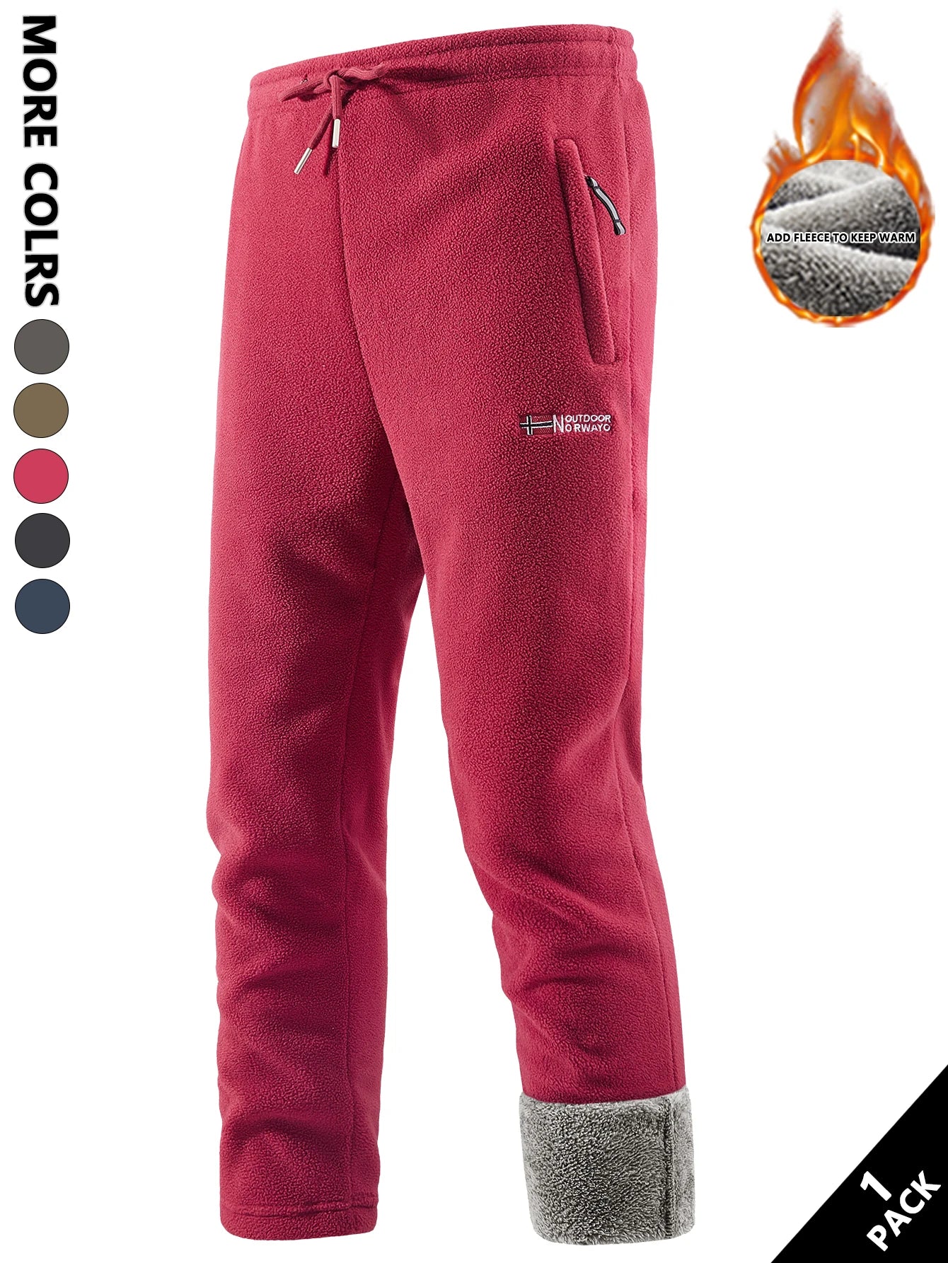 Men's Fleece-Lined Long Pants, Heat-Retaining and Warm, Soft and