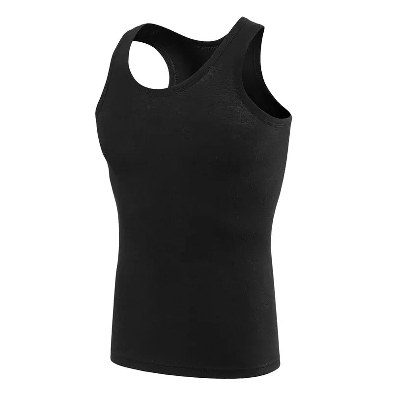 1/3 Pieces Men's Solid Color Basic Cotton Vest Youth Slim Exercise