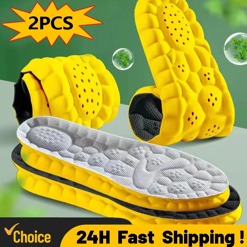 4D Cloud Technology Sports Insoles For Shoes PU Sole Soft Breathable