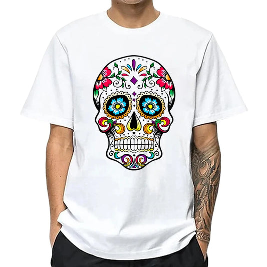 Men's T-shirt High Quality 100% Cotton Street Style Loose Cool Skull