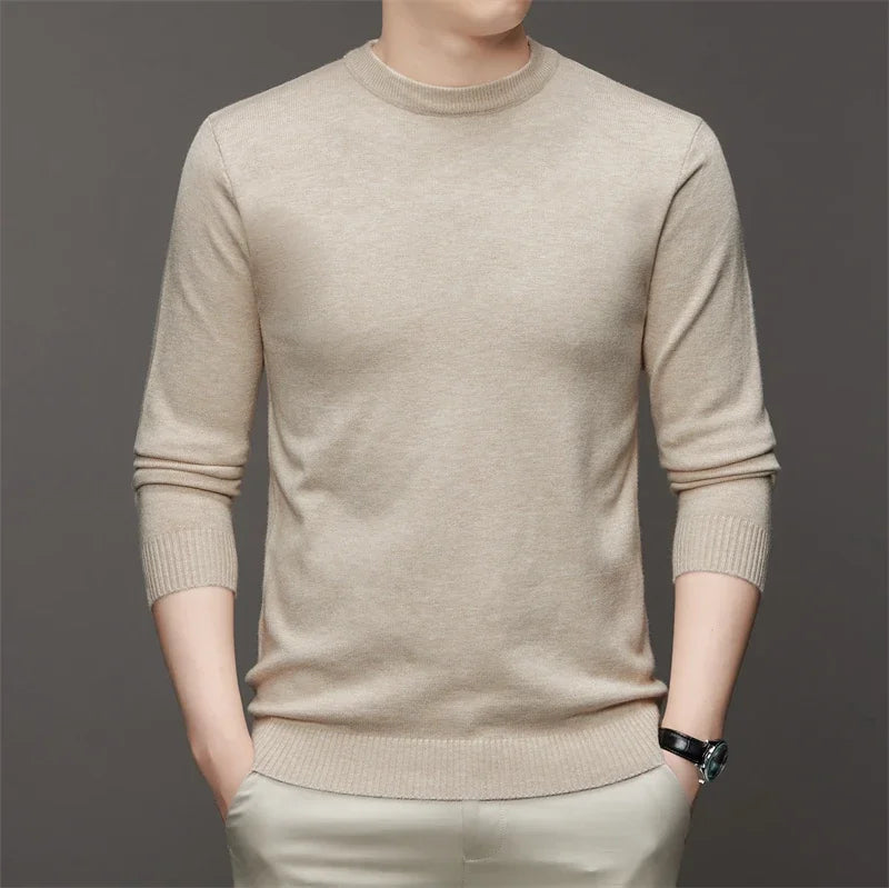 7 Colour Men's Round Neck Long Sleeved Solid Color Sweater Soft Warm