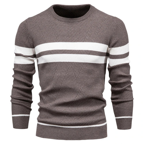 New Autumn Pullover Men's Sweater O-neck Patchwork Long Sleeve Warm
