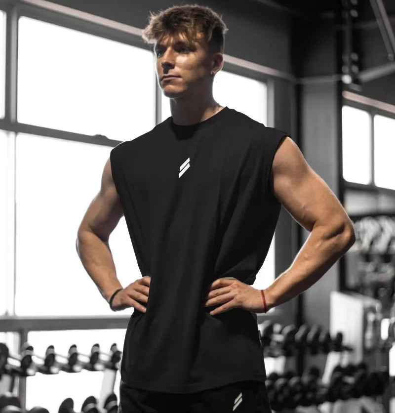 Sleeveless T-shirt Men Quick-drying Fitness Bodybuilding Shirt Male