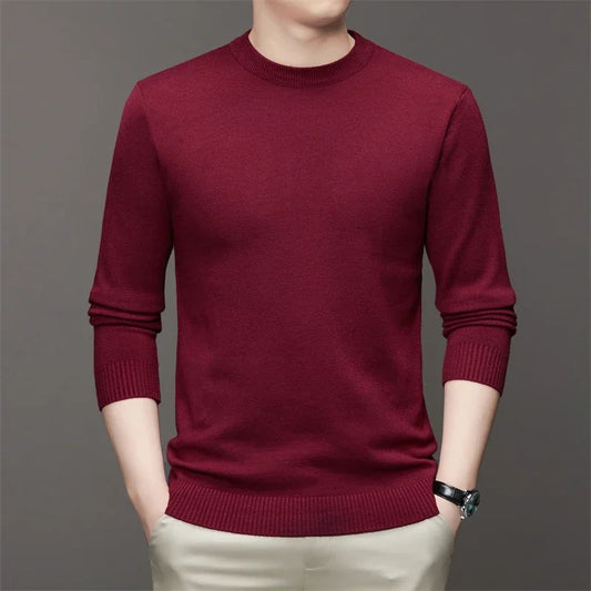 7 Colour Men's Round Neck Long Sleeved Solid Color Sweater Soft Warm