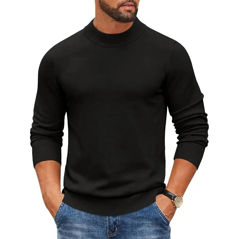 Animal Game Men's Mock Turtleneck Cold Blouse Knitwear Pullover Casual