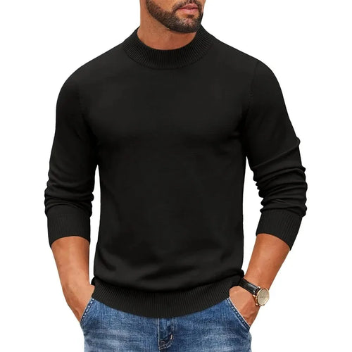 Animal Game Men's Mock Turtleneck Cold Blouse Knitwear Pullover Casual
