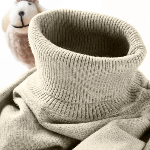 Mens Turtleneck Sweater Slim Fit Knitted Casual Pullover Lightweight