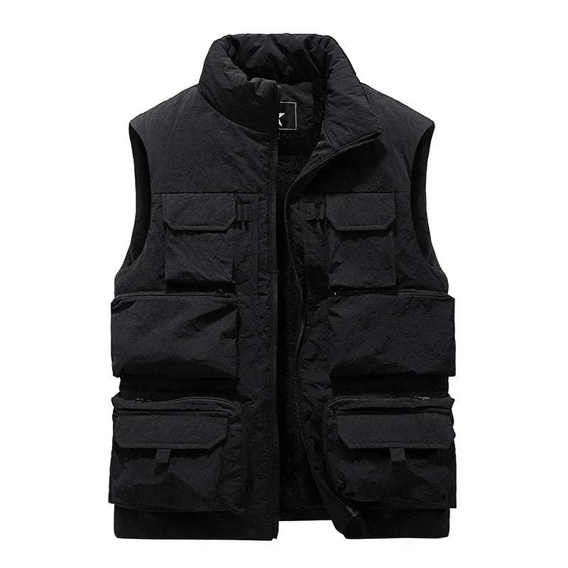 Men's New Keep Warm Fleece Work Sleeveless Jacket Slim Fit Windbreaker