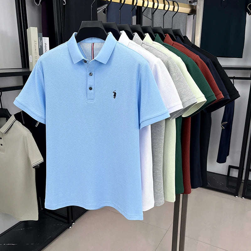 100% pure cotton short sleeved men's polo shirt summer fashion