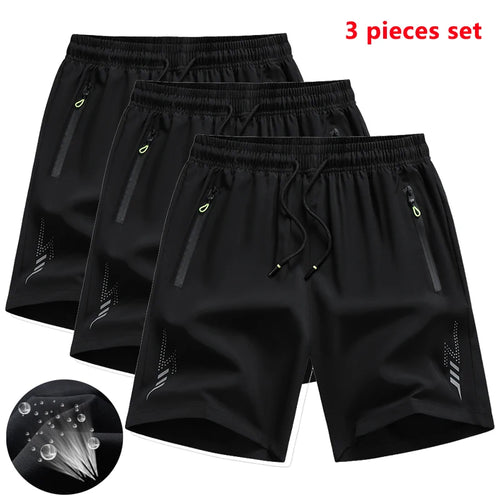 3 Pieces New Running Shorts Men Gym Sports Shorts Quick Dry Workout