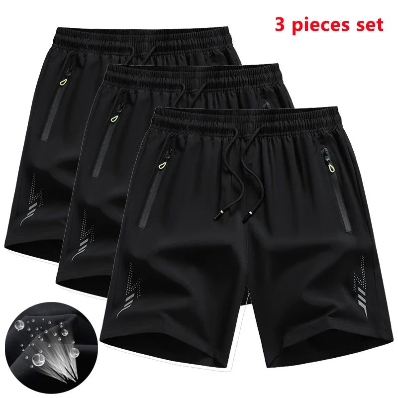 3 Pieces New Running Shorts Men Gym Sports Shorts Quick Dry Workout
