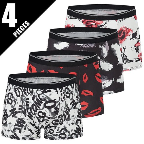 4 Pieces European and American Size MEN'S FASHION Printed Boxer