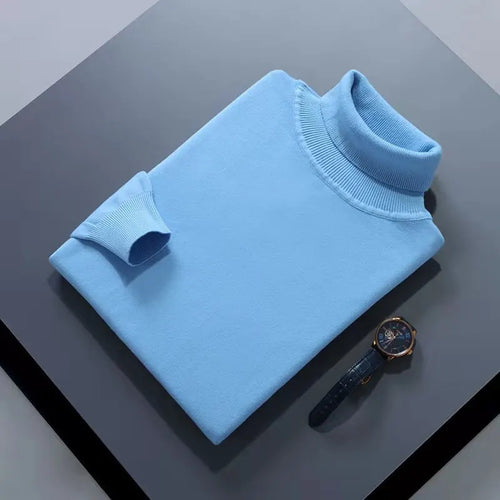 Turtleneck Men Pullover Cashmere Cotton Blend Knitted Sweater 2025