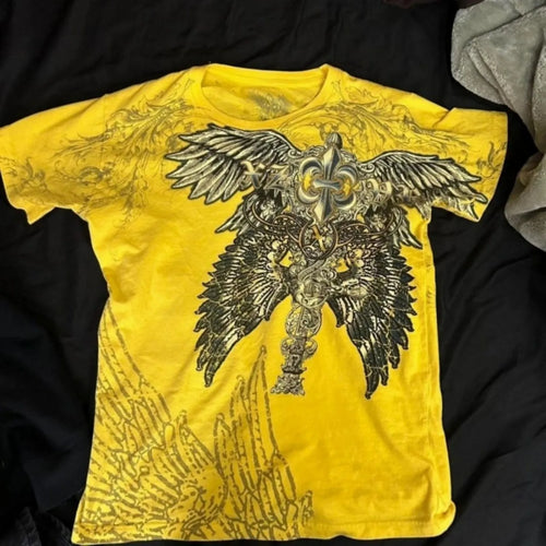 Hot selling new men's summer skull angel wing print comfortable and
