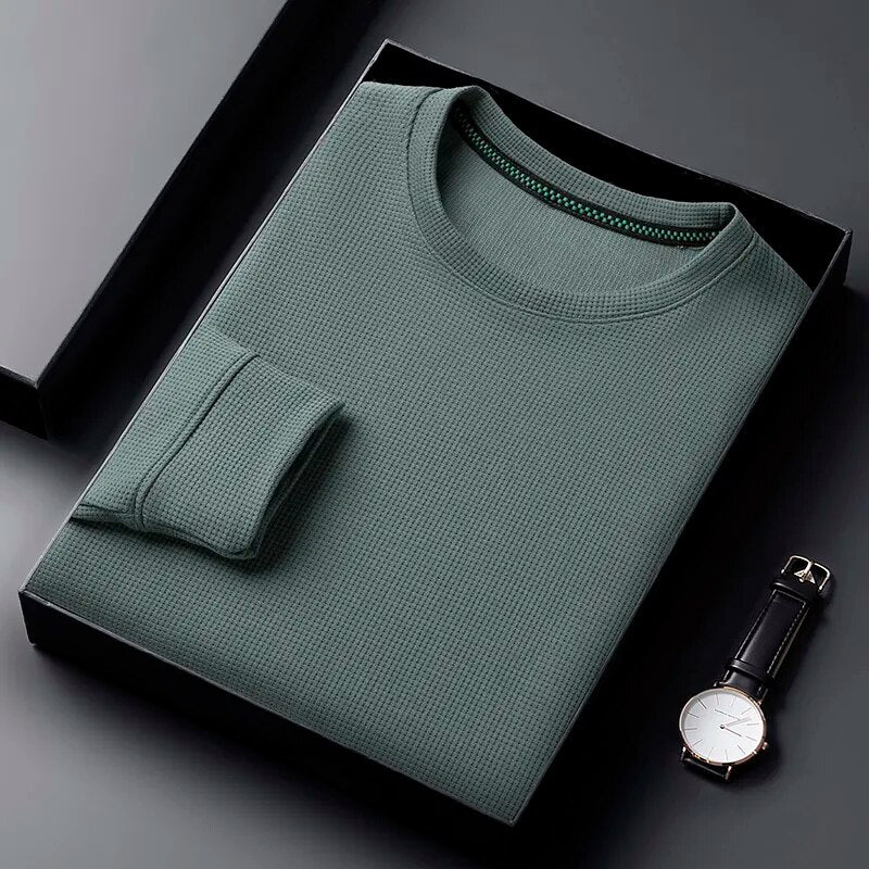 Men's Casual Waffle Round Neck T-shirt Breathable, Comfortable, and