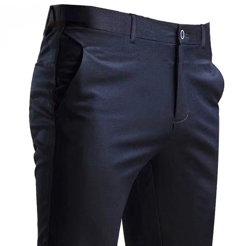 Men's Suit Pants Stretch Smart Casual Trousers Pocket Solid Color