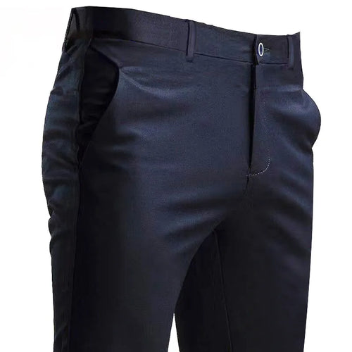 Men's Suit Pants Stretch Smart Casual Trousers Pocket Solid Color