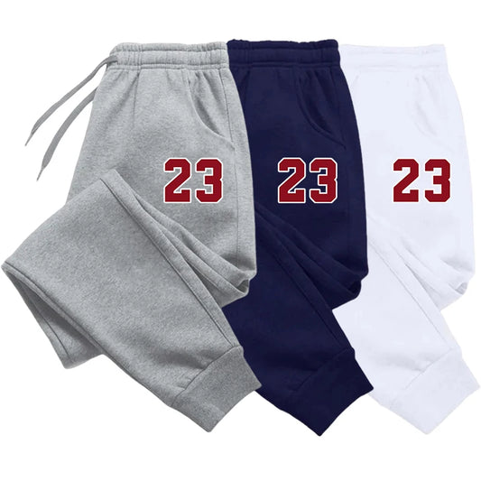 Men's Luxury Print Fleece Sweatpants Warm Jogging Pants Multiple