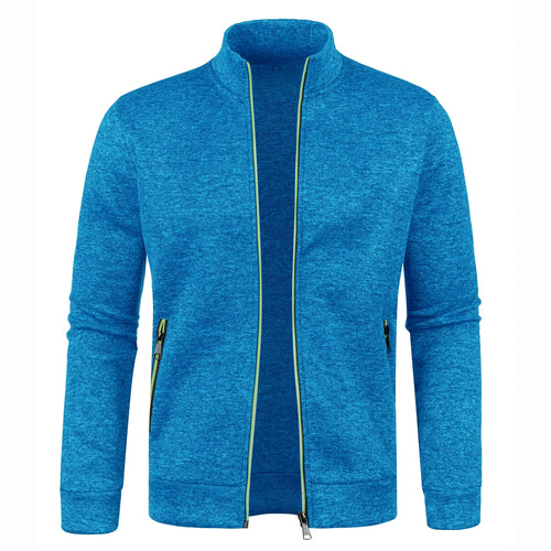Autumn and Winter Men's New Long Zipper Color Block Sweater Sleeves