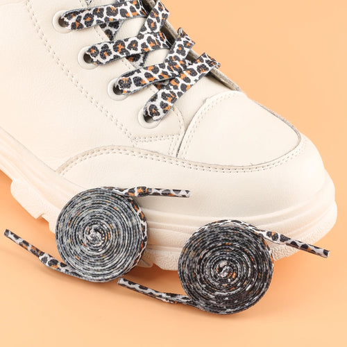 1 Pair Newest Classic Leopard Print Shoelaces Women Girl Men Flat