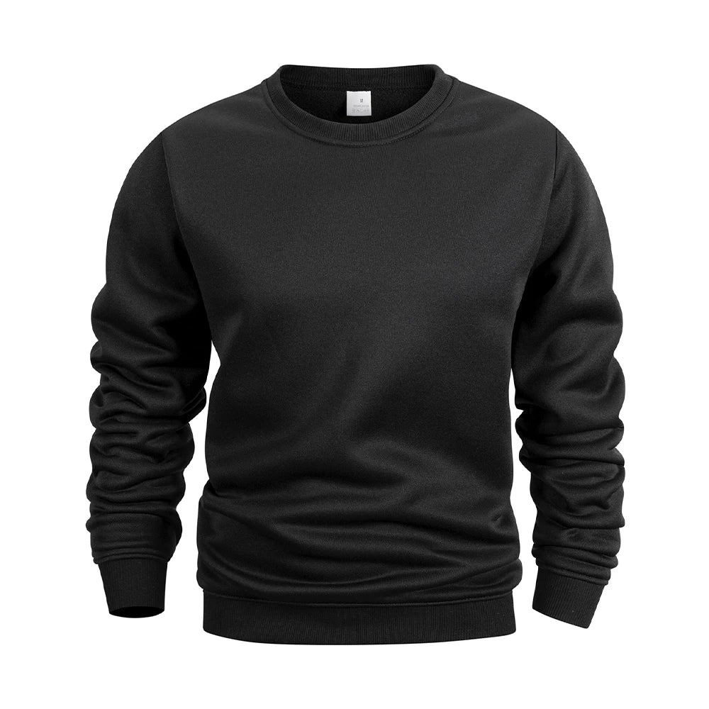 Men's Crew Neck Hoodies Autumn Winter Fleece Warm Casual Loose