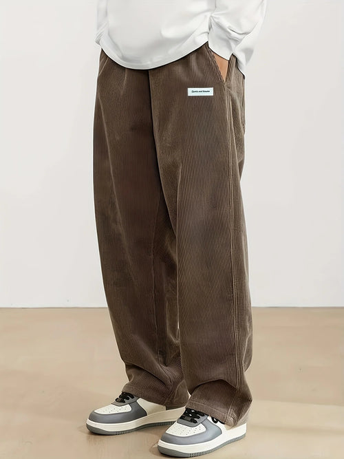 Autumn Mens Corduroy Casual Pants Fashion Loose Fit Pants Straight