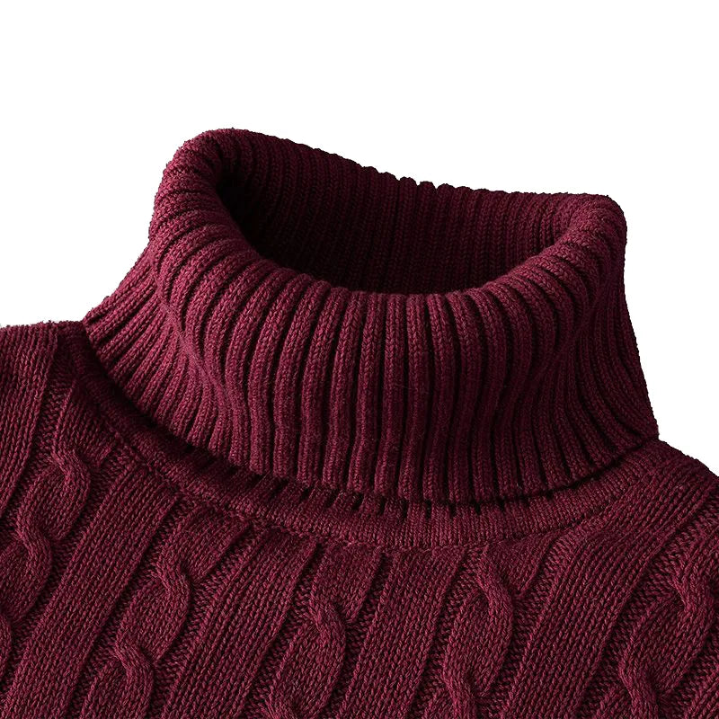 New Turtleneck Sweater Casual Men's Rollneck Knitted Sweater Keep Warm