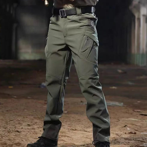Men's City Cargo Autumn Winter Fleece Softshell Hiking Pants Fishing