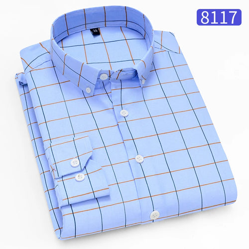 Hot New Men's Formal Shirts Long Sleeve Anti-Wrinkle Office Striped