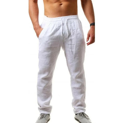 Spring/Summer New 9 Colors Men's Solid Color Cotton Linen Pants Autumn