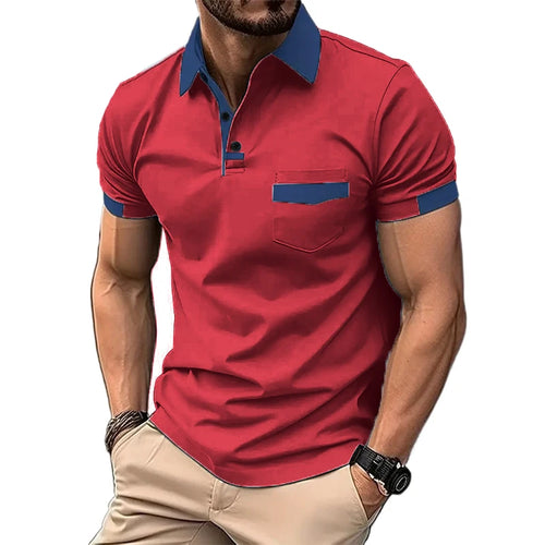 Summer Men's Short Sleeve T Shirts Solid Color Polo Shirt Breathable