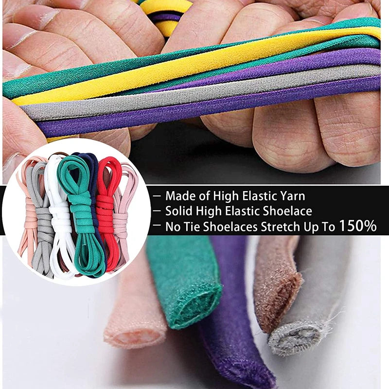 21 Colors No Tie Shoelaces For Sneakers Elastic Shoe Laces Round Metal
