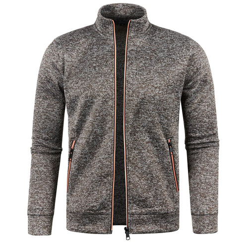 Autumn and Winter Men's New Long Zipper Color Block Sweater Sleeves