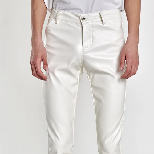 Men's Fashion Rock Style PU Leather Pants Night Club Dance Pants Men's